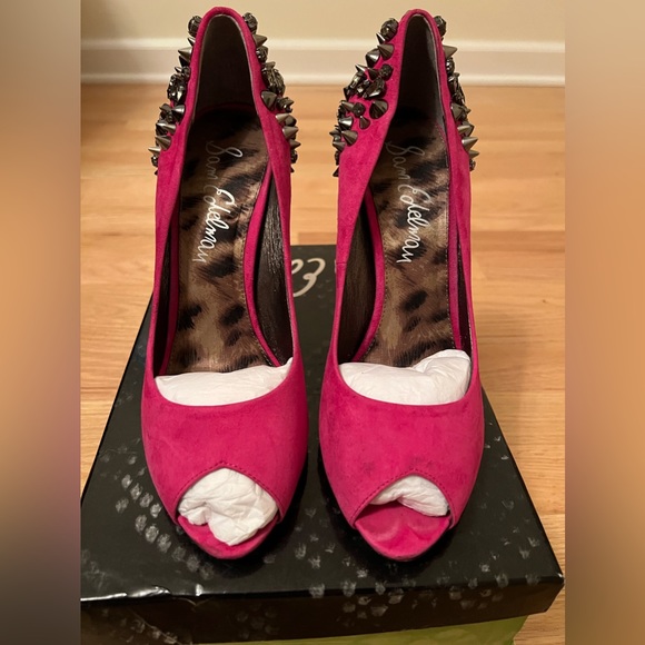 Sam Edelman S-Lorissa Studded Spike pink suede Pump - Picture 3 of 5